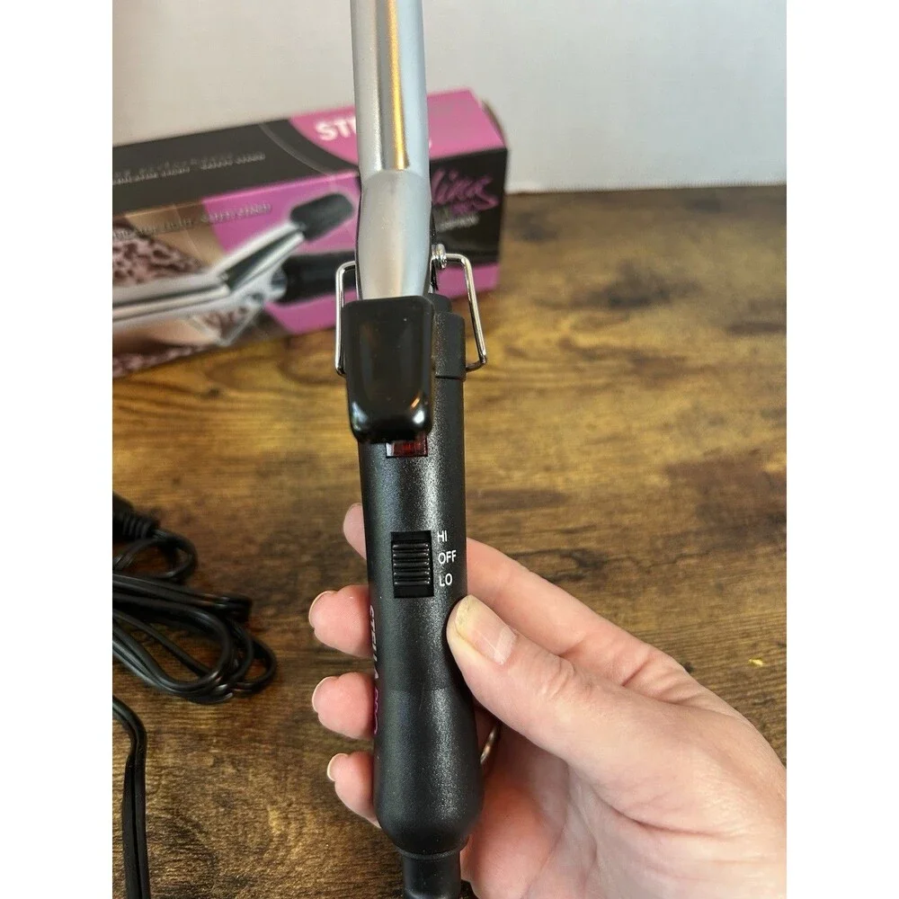 Stella Pro 5/8” Spring Grip Curling Iron Chrome Barrel Open Box Working New